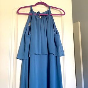 Dusty blue David’s bridal dress